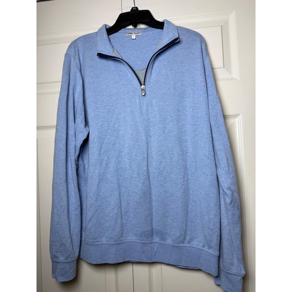 Peter Millar Mens Light Blue Quarter Zip Pullover Sweater Size Large